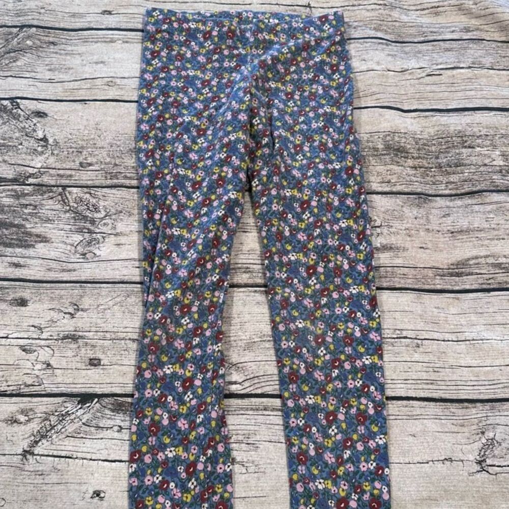 Mini Boden Girls Blue Leggings with Floral Print Size 9-10